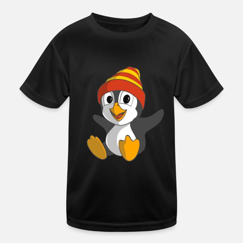 Funny penguin with winter hat Kids Functional T-Shirt