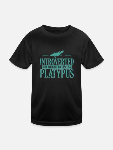 Introverted But Willing to Discuss Platypus - Kinder Funktions-T-Shirt - Schwarz - Vorne