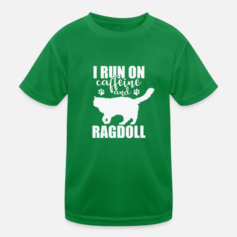 I Run on Caffeine and Ragdoll Hauskatze Kinder Funktions-T-Shirt