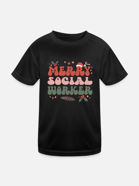 Social Worker Christmas Social Workers Xmas Gifts - Kinder Funktions-T-Shirt - Schwarz - Vorne