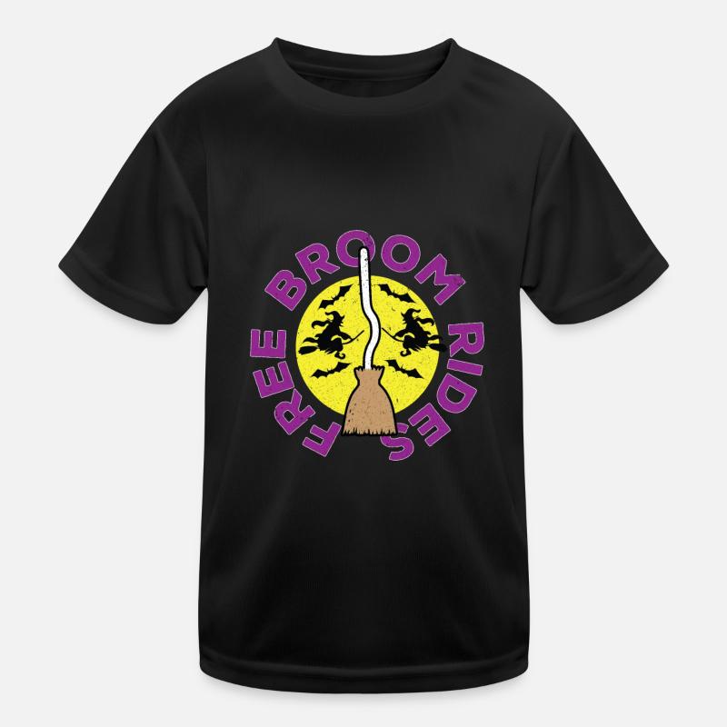Halloween broom riding broom witch Kids Functional T-Shirt