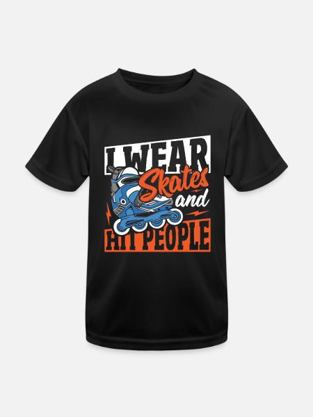 Rollschuhfahren Rollschuhe Skater Inliner Skate Ro - Kinder Funktions-T-Shirt - Schwarz - Vorne