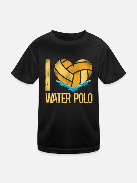 Water Polo Heart Vintage I Love - Kinder Funktions-T-Shirt - Schwarz - Vorne