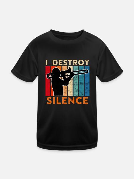 Je détruis le calme que je joue du trombone - T-shirt sport Enfant - noir - Devant