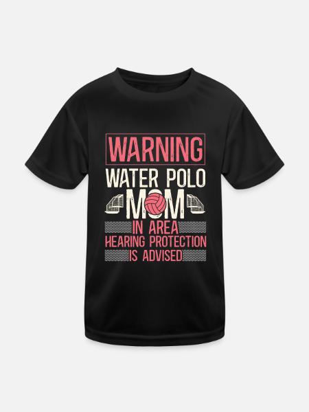 Water Polo Mom Vintage Warning - Kids Functional T-Shirt - black - Front