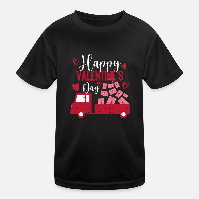 Happy Valentines Day Roter LKW mit Buchstaben Post Kinder Funktions-T-Shirt