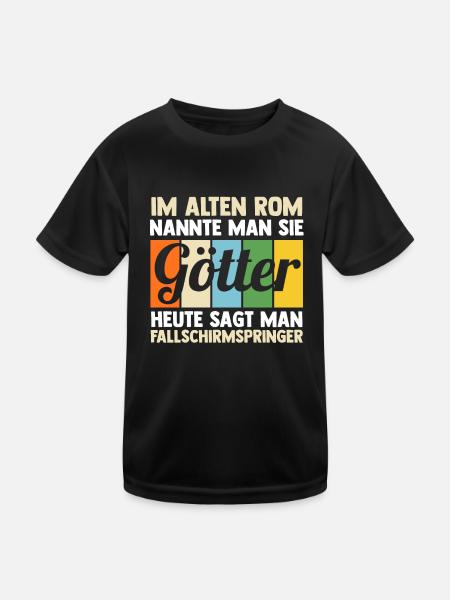 Fallschirmspringer Paragliding Fallschirmspringen - Kinder Funktions-T-Shirt - Schwarz - Vorne
