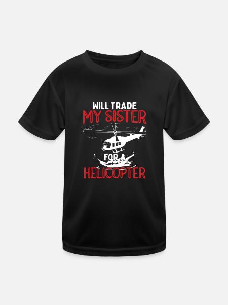 Échangera ma sœur contre un hélicoptère - T-shirt sport Enfant - noir - Devant