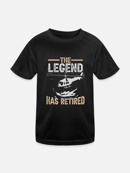 Die Legende hat sich | zurückgezogen Hubschrauberpilot - Kinder Funktions-T-Shirt - Schwarz - Vorne