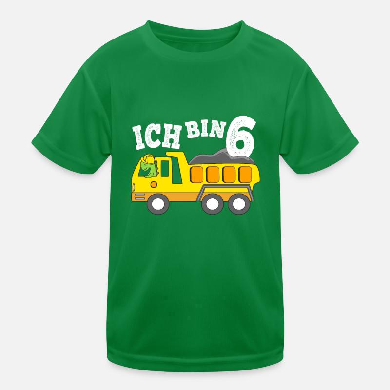 6 Jahre Jungen Geburtstagsgeschenk Dino Kipplaster Kinder Funktions-T-Shirt