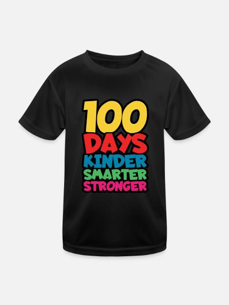 Kinder Smarter Strong 100e jour 100 jours d’école - T-shirt sport Enfant - noir - Devant