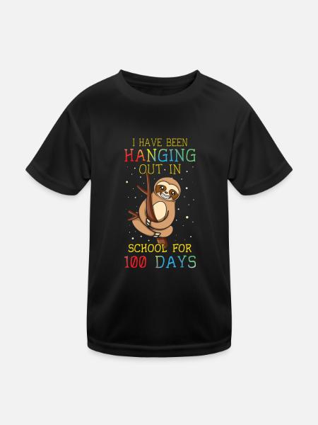 Happy 100th Day Kawaii Sloth 100 Days Of School - Kids Functional T-Shirt - black - Front