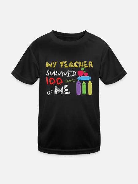 Un enseignant heureux du 100e jour survit à 100 jours d’école - T-shirt sport Enfant - noir - Devant
