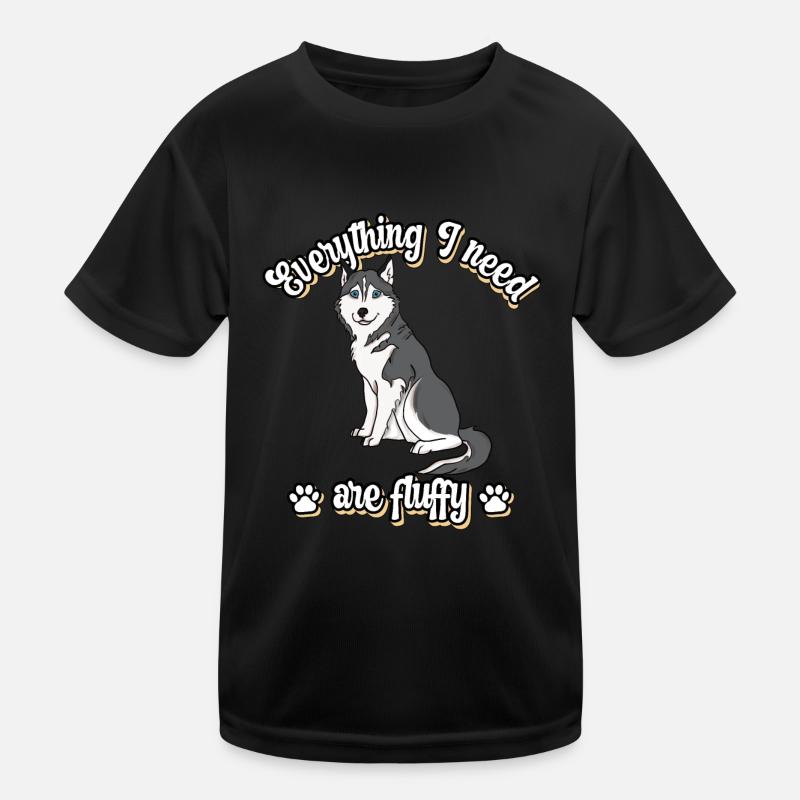 Everything I need are fluffy süßes Hunde Grey Kinder Funktions-T-Shirt