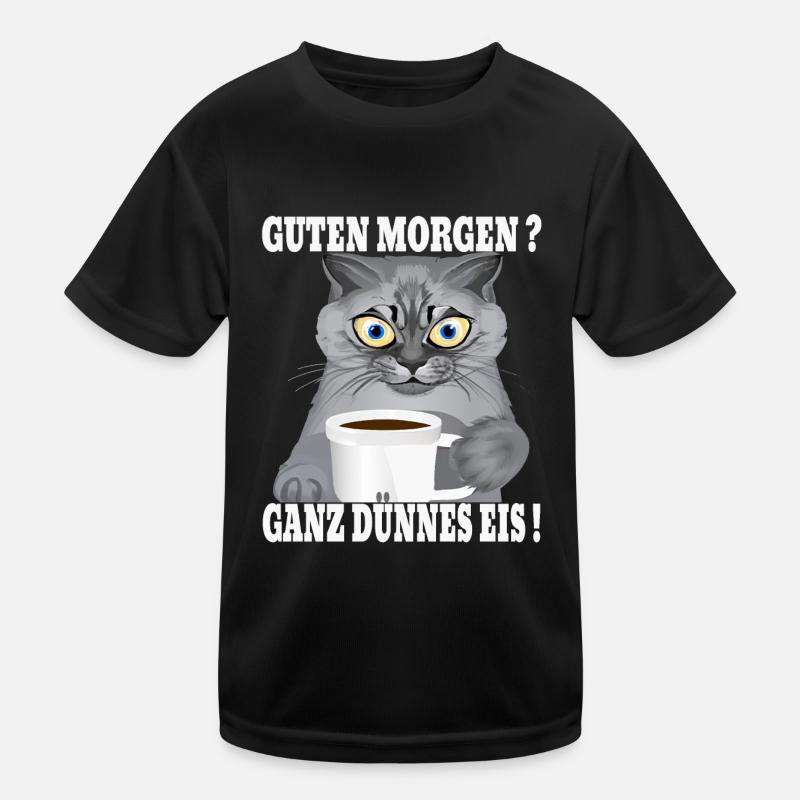 Ganz Dünnes Eis Morgenmuffel Katze Kaffee Kinder Funktions-T-Shirt