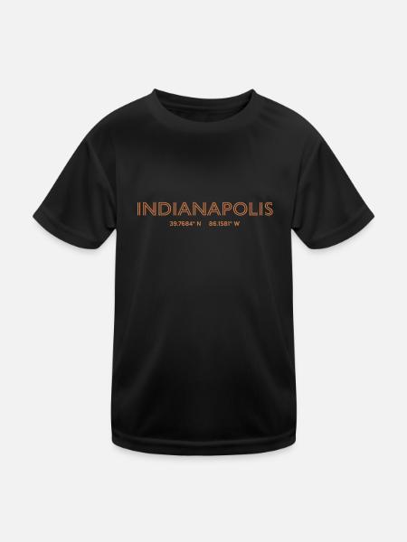 USA Stadt Koordinaten - Indianapolis - Kinder Funktions-T-Shirt - Schwarz - Vorne