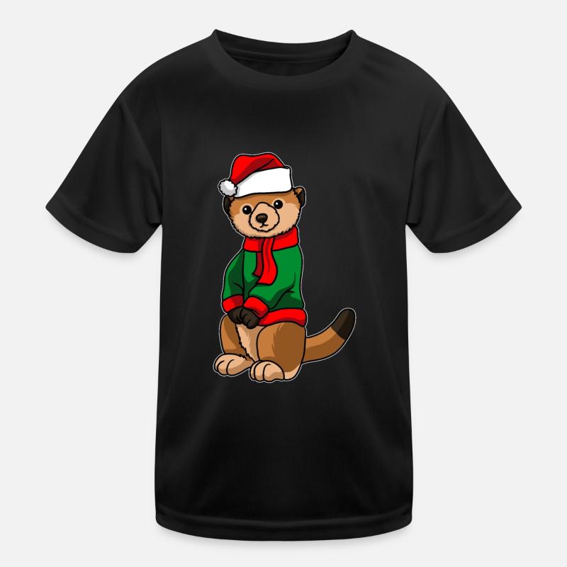 Erdmännchen mit Christmas Sweater Kinder Funktions-T-Shirt