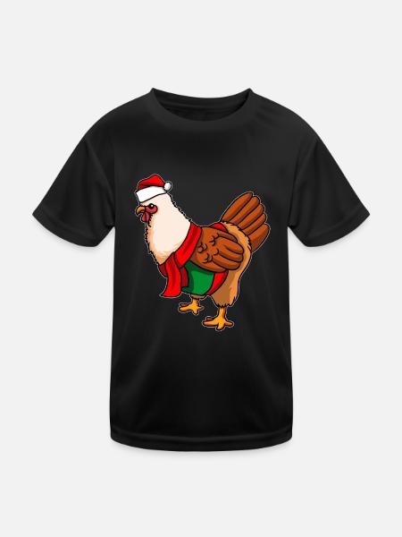 Chicken Santa Claus Chickens - Kids Functional T-Shirt - black - Front
