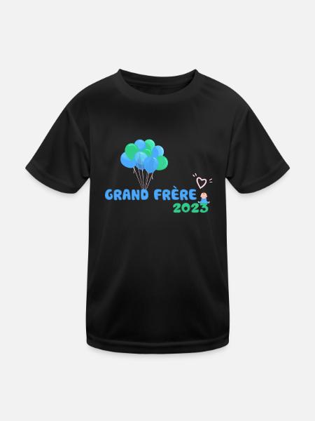 Grand Frère 2023 Idée Cadeau Annonce Grossesse - T-shirt sport Enfant - noir - Devant
