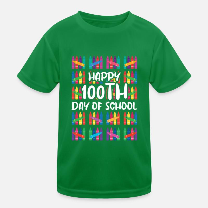 100. Tag bunte Farben Glückliche 100 Tage Schule Kinder Funktions-T-Shirt