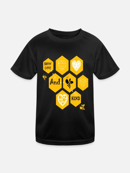 Montrez de l’amour et soyez gentil - T-shirt sport Enfant - noir - Devant
