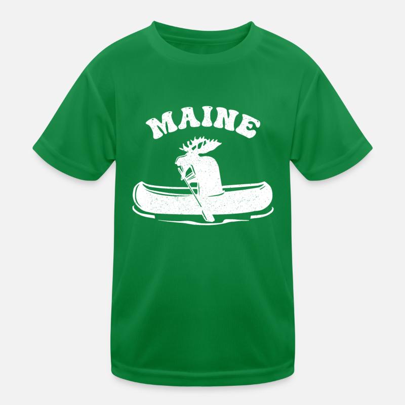 Maine, Paddling Elk Kids Functional T-Shirt
