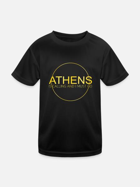 Athen Spruch - Kinder Funktions-T-Shirt - Schwarz - Vorne