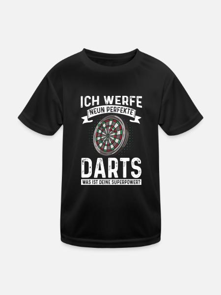 Dart Dartspieler 9 Perfekte Darts Deine Superpower - Kinder Funktions-T-Shirt - Schwarz - Vorne