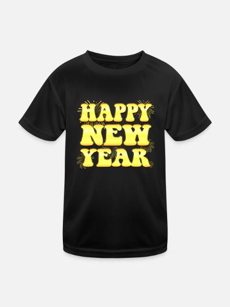 New Years Day Outfit - Happy New Year - Kids Functional T-Shirt - black - Front