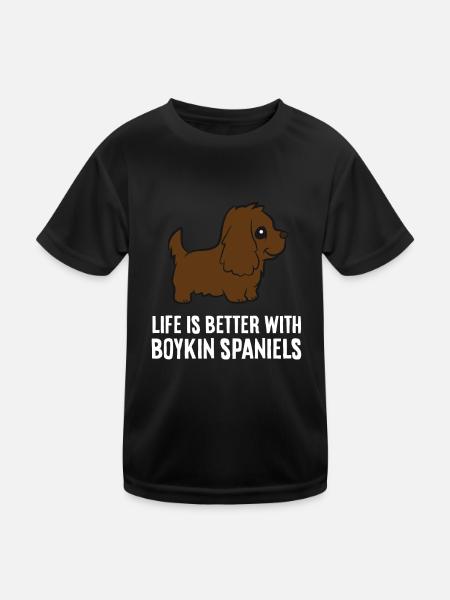 Life Is Better With Boykin Spaniel Dogs - Kinder Funktions-T-Shirt - Schwarz - Vorne
