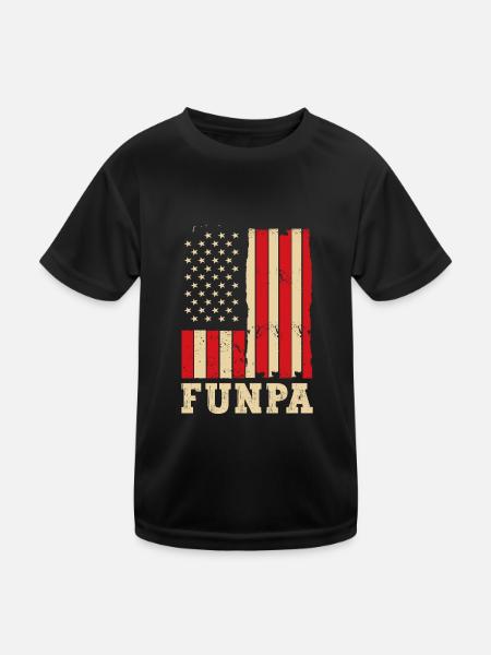 Funpa Us Flag Papa Opa Vatertag - Kinder Funktions-T-Shirt - Schwarz - Vorne