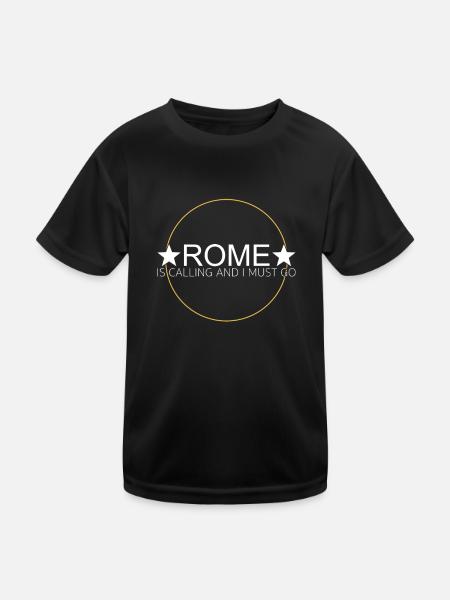 Rom Spruch - Kinder Funktions-T-Shirt - Schwarz - Vorne