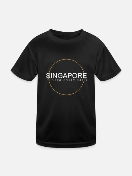 Citation de Singapour - T-shirt sport Enfant - noir - Devant