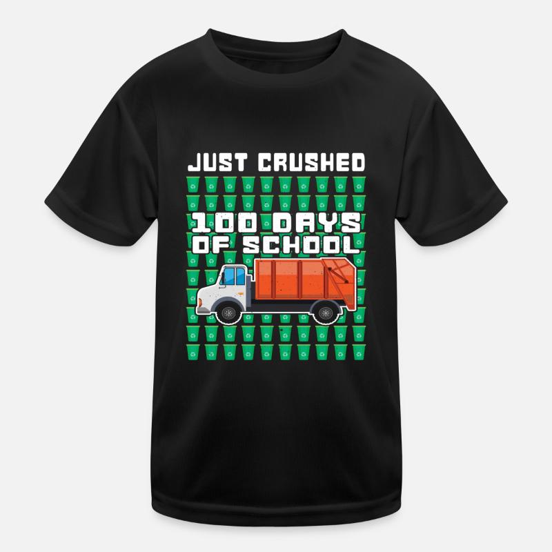 Müllwagen Ich zerquetsche 100. Tag 100 Tage Schule Kinder Funktions-T-Shirt