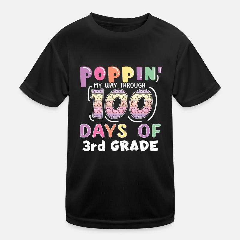 100. Tag 3. Klasse Pop Bubble 100 Tage Schule - Kinder Funktions-T-Shirt - Schwarz