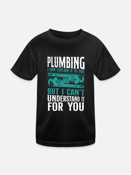 Plumbing Plumber Vintage Plumbing - Kids Functional T-Shirt - black - Front
