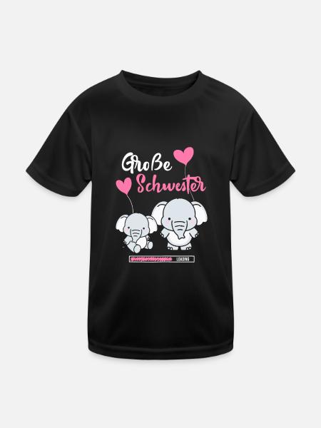 Große Schwester Lädt - Kinder Funktions-T-Shirt - Schwarz - Vorne
