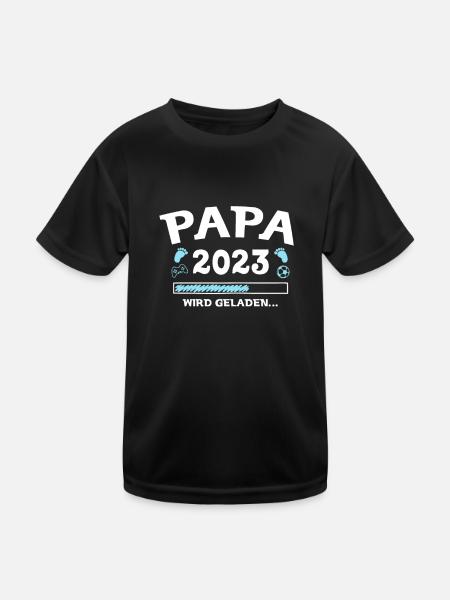 Papa 2023 wird geladen Gamer Fußball - Kinder Funktions-T-Shirt - Schwarz - Vorne