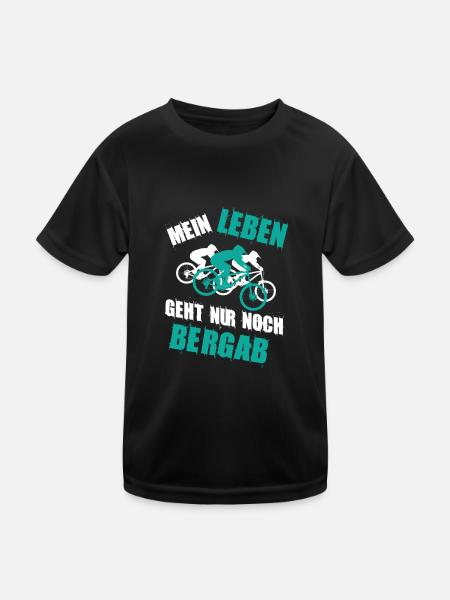 Downhill Mein Leben geht nur noch Bergab - Kinder Funktions-T-Shirt - Schwarz - Vorne