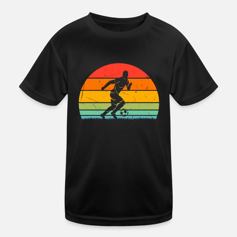 Retro Soccer Sunset Soccer Player Kinder Funktions-T-Shirt