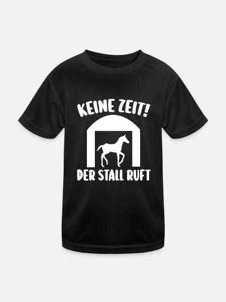 Reiten Reiter Pferd Pferde - Kinder Funktions-T-Shirt - Schwarz - Vorne
