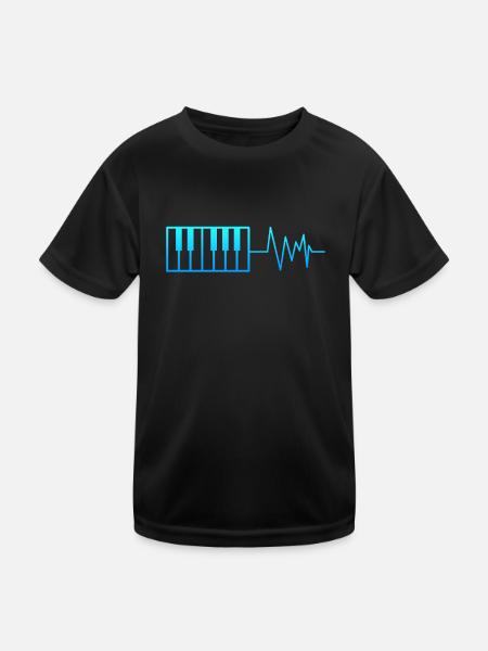 Musik mein Herz Beats for piano - Kids Functional T-Shirt - black - Front