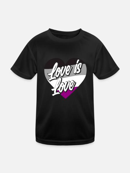 Asexuell Flagge Stolz Liebe - Kinder Funktions-T-Shirt - Schwarz - Vorne