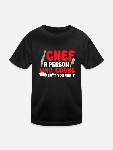 Chef Cook Kitchen Restaurant Knives Cookout - Kids Functional T-Shirt - black - Front