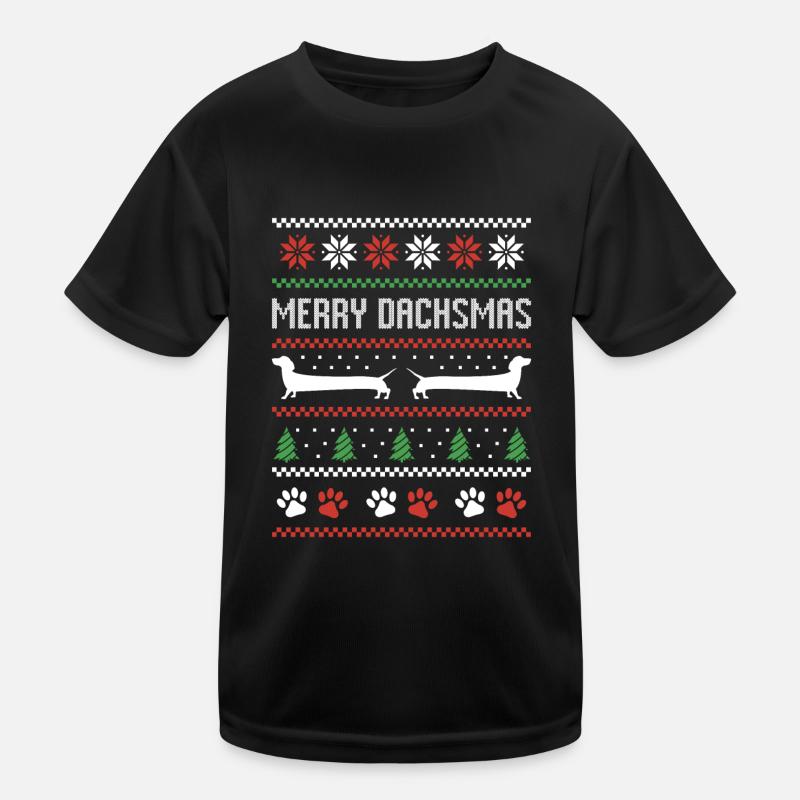 Teckel Saucisse Chien Pull de Noël moche T-shirt sport Enfant