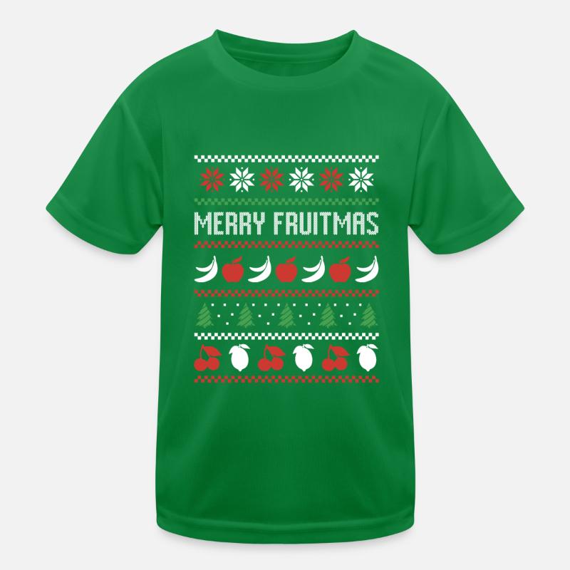 Frucht Banane Apfel Vogel Hässlicher Weihnachten Pullover Kinder Funktions-T-Shirt