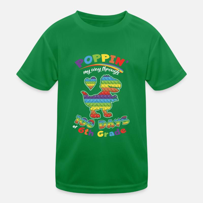 100. Tag Pop 6. Klasse 100 Tag der Schule Dinosaurier Kinder Funktions-T-Shirt