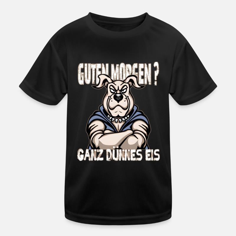 Ganz Dünnes Eis Morgenmuffel Hund Kaffee Kinder Funktions-T-Shirt