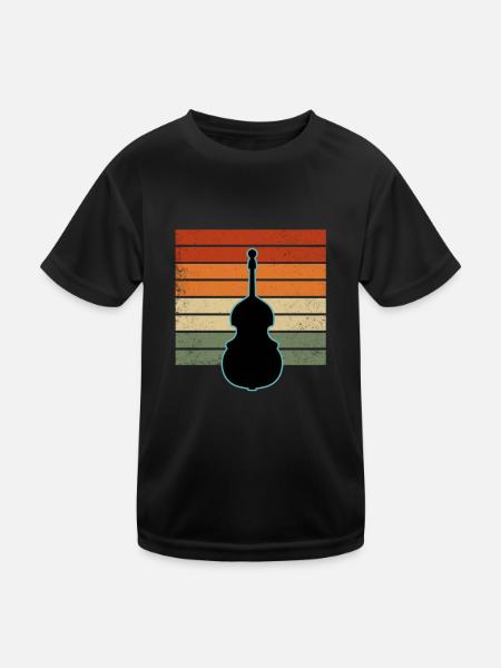 Kontrabass - Kinder Funktions-T-Shirt - Schwarz - Vorne