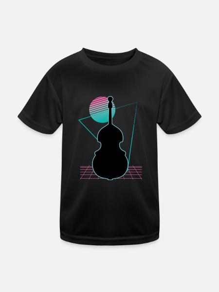 Kontrabass - Kinder Funktions-T-Shirt - Schwarz - Vorne